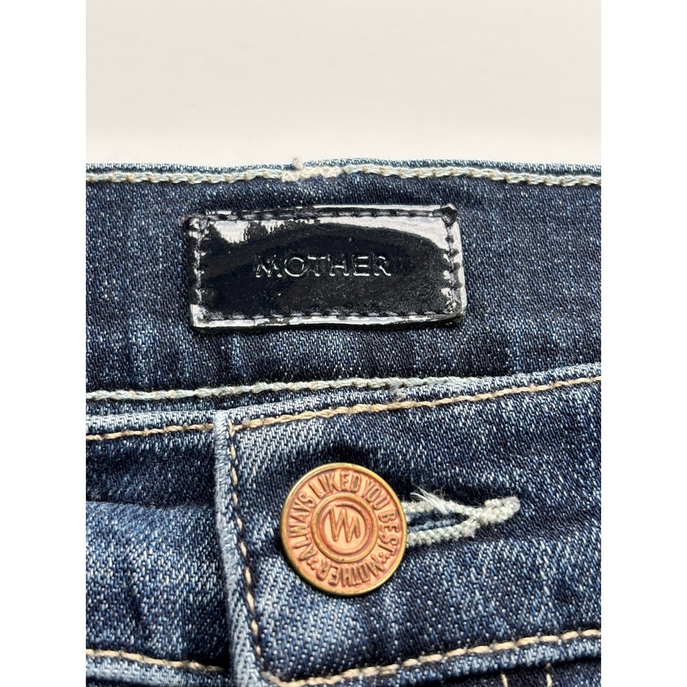 Mother Women's The Super Swooner Here Kitty Kitty Skinny Jeans Blue Size 30 - Picture 2 of 12